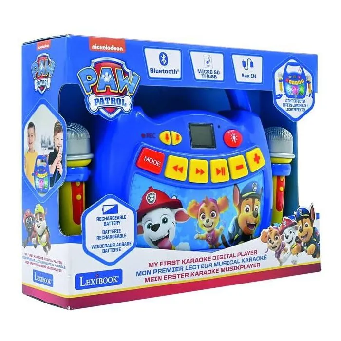 Lexibook Enceinte Karaoké Bluetooth Pat' Patrouille pour Enfants avec 2 Micros, Effets Lumineux, Batterie Rechargeable USB-C et Prise AUX Lexibook Enceinte Karaoké Bluetooth Pat' Patrouille pour Enfants avec 2 Micros, Effets Lumineux, Batterie Rechargeable USB-C et Prise AUX