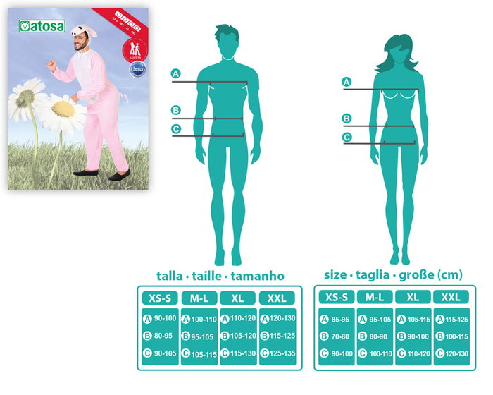 atosa Déguisement Cochon Adulte Rose Taille M-L atosa Déguisement Cochon Adulte Rose Taille M-L