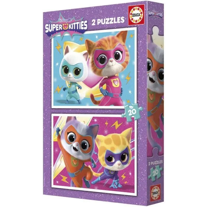 Educa - Puzzle SuperKitties - Coffret de 2 puzzles de 20 pièces - Multicolore - Pour enfants à partir de 3 ans