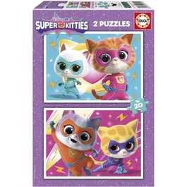 Educa - Puzzle SuperKitties - Coffret de 2 puzzles de 20 pièces - Multicolore - Pour enfants à partir de 3 ans