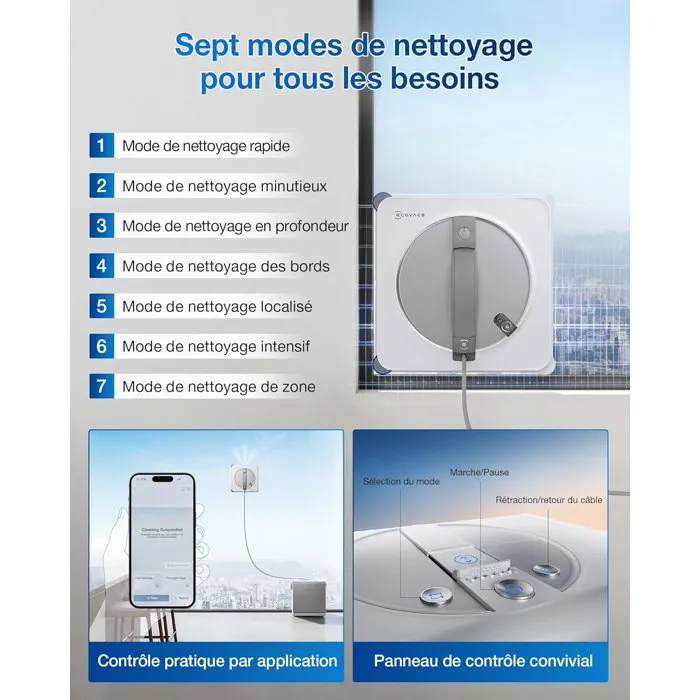 Ecovacs Winbot W2S Omni - Robot nettoyeur de vitres autonome, blanc gris, Réf. WG893-12 Ecovacs Winbot W2S Omni - Robot nettoyeur de vitres autonome, blanc gris, Réf. WG893-12