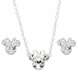Pandora Set de bijoux Minnie Disney collier et boucles d'oreilles en plaqué argent avec cristaux - 301889