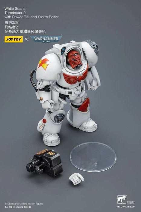 Joy Toy (CN) Warhammer 40,000 White Scars Terminator 2 avec Power Fist et Storm Bolter, 14 cm