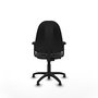 Chaise de bureau Algarra avec mécanisme Contact permanent de base, revêtue de similicuir gris foncé. Équipée d'un piètement en polyamide noir, d'accoudoirs 2D et de butées.