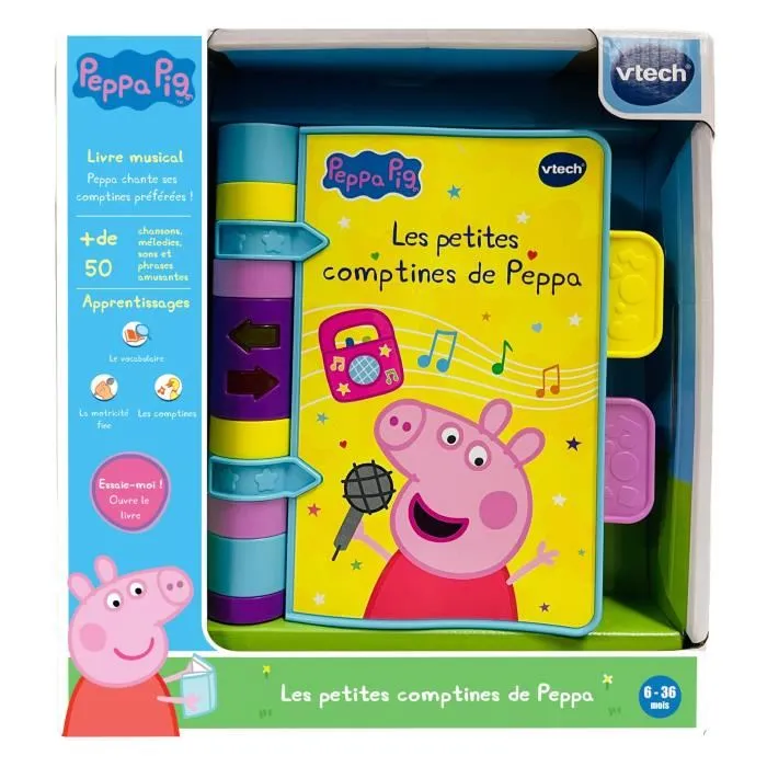 Vtech Livre sonore Les Petites Comptines de Peppa Pig avec lumières et sons, en français - Référence Peppa Pig - Idioma francés