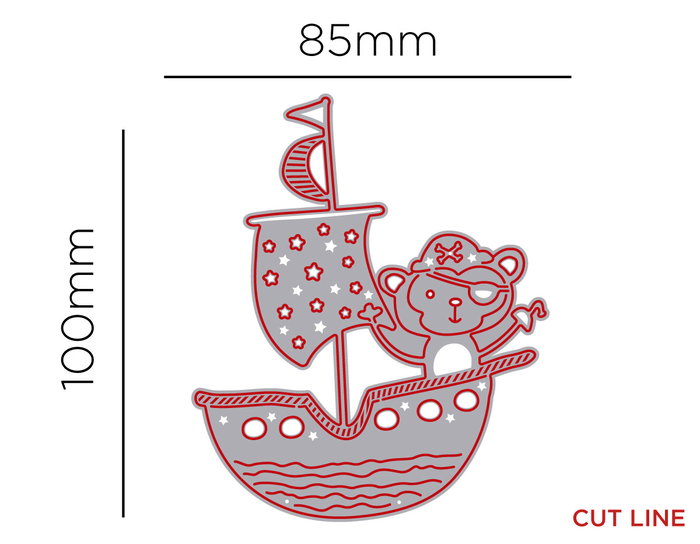 Misskuty Troquel fin ZAG Infantil mono pirata con barco