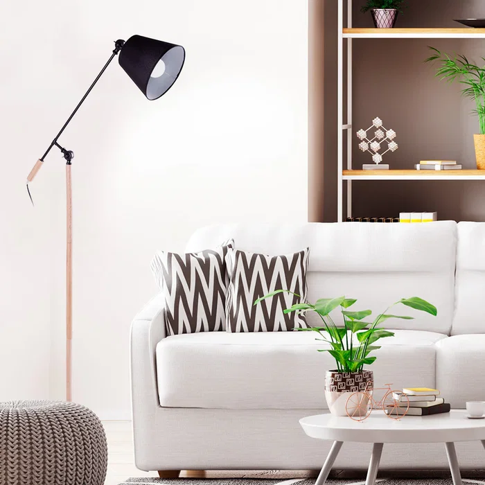 Lampe sur pied "Aaron" rectiligne, design nordique avec douille E27 pour LED - SKD-F005-R