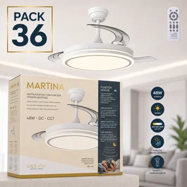Martina Ventilateur de plafond avec lumière LED 48W (5040lm) 3 vitesses couleur réglable 3500K/4000K/6500K fonction été/hiver télécommande et timer diamètre 48.5-106cm
