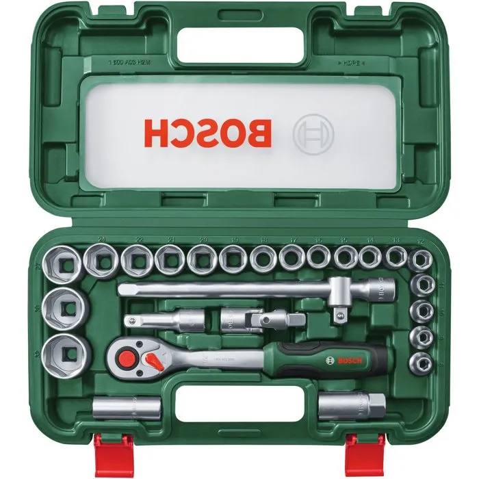 Bosch Set de cliquets 1/2" 26pces Haute Performance 768 Nm 72 dents Mécanisme fritté