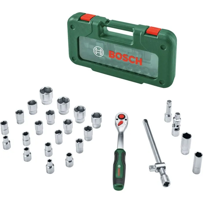 Bosch Set de cliquets 1/2" 26pces Haute Performance 768 Nm 72 dents Mécanisme fritté