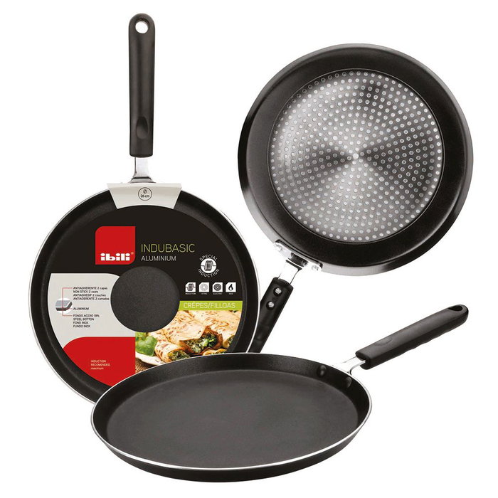 Poêle à crêpes Ibili Aluminium Ø 26 cm 26 cm Noir Poêle à crêpes Ibili Aluminium Ø 26 cm 26 cm Noir