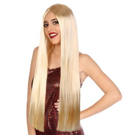 Perruque longue lisse blonde de 80 cm et 160 g - Perruque de princesse pour carnaval, théâtre ou photo
