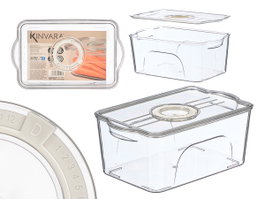 Kinvara Organisateur de Réfrigérateur avec Couvercle, Blanc/Transparent, 26x11x16 cm, Plastique PET et PP (Set de 12)