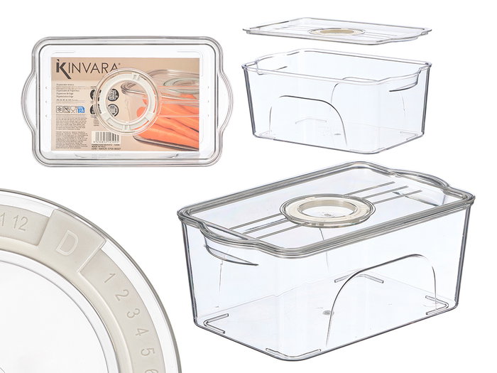 Kinvara Organisateur de Réfrigérateur avec Couvercle, Blanc/Transparent, 26x11x16 cm, Plastique PET et PP (Set de 12) Kinvara Organisateur de Réfrigérateur avec Couvercle, Blanc/Transparent, 26x11x16 cm, Plastique PET et PP (Set de 12)