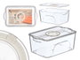 Kinvara Organisateur de Réfrigérateur avec Couvercle, Blanc/Transparent, 26x11x16 cm, Plastique PET et PP (Set de 12)