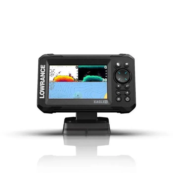 Lowrance Eagle 5 - Combiné GPS Sondeur avec Sondeur HD 83/200 kHz, écran IPS, FishReveal, Cartographie C-MAP et Genesis Live pour la Pêche