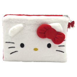 CYP BRANDS Trousses de Voyage en Peluche Réversible avec Faces Kuromi et Hello Kitty - 24x3x19 cm