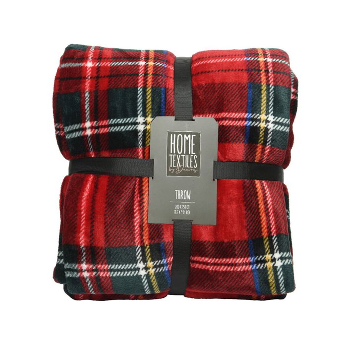 Home Textiles Couverture en flanelle Rouge Carreaux Ecossais 150 x 200 cm Home Textiles Couverture en flanelle Rouge Carreaux Ecossais 150 x 200 cm