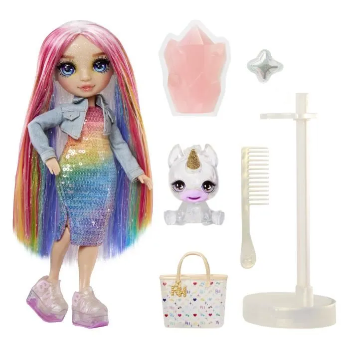 Rainbow High Poupée Mannequin Amaya Raine 28 cm avec Kit de Slime et Animal de Compagnie Licorne Pailletée