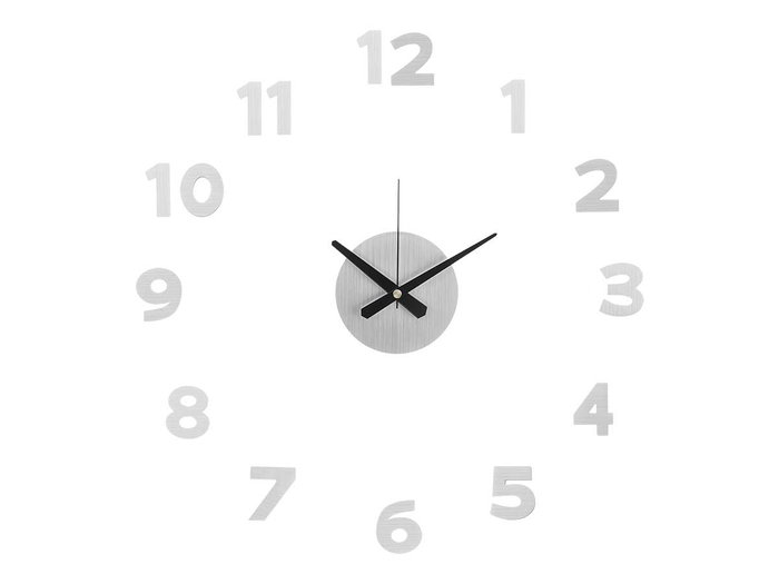 Giftdecor Horloge Adhésive 35 cm Chiffres Satiné Argent Plastique PET PP (Set de 12)