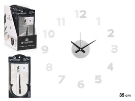 Giftdecor Horloge Adhésive 35 cm Chiffres Satiné Argent Plastique PET PP (Set de 12)
