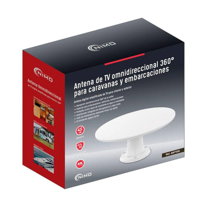 Nimo Antenne omnidirectionnelle 360° TDT amplifiée pour caravanes et embarcations