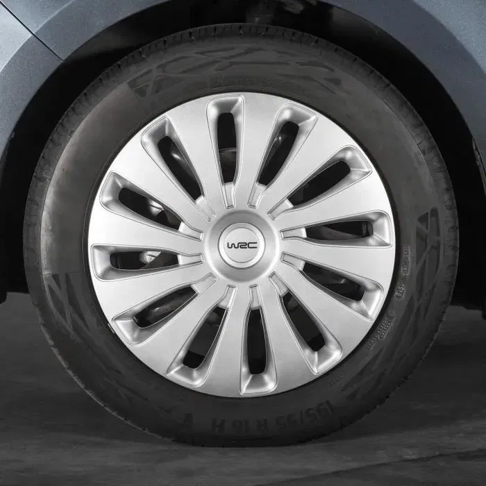 WRC - Enjoliveurs 14 pouces SEPANG Gris métallisé - Lot de 4 - Fixation par clips - Look sportif - ABS laqué haute finition