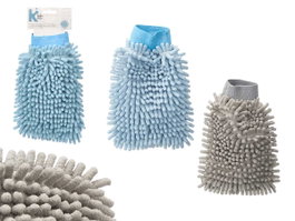 ARTE REGAL Manopla en microfibre à double tissage bleu et gris