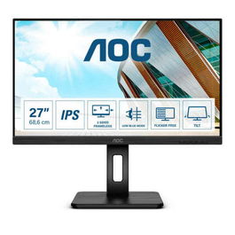 AOC 27P2Q - Écran PC 27" LED IPS Full HD 1080p, 75 Hz, 4 ms, USB-C, HDMI, VGA, Haut-parleurs, Noir