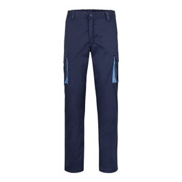 VELILLA Pantalon stretch bicolore bleu marine / bleu ciel avec élastique - Tailles disponibles du 38 au 54
