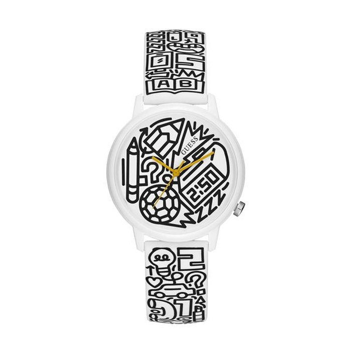 Montre Unisexe Guess TIME TO GIVE Blanc Noir Multicouleur (Ø 38 mm)