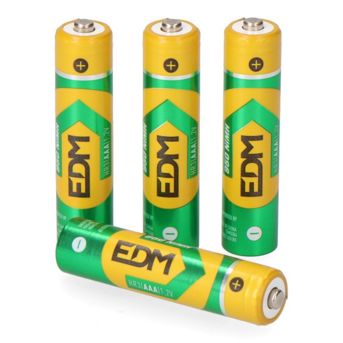 Edm Pile rechargeable eco-series AAA HR03 950 mAh 1,2V Ø10,5 x 44,5 mm Lot de 4 Edm Pile rechargeable eco-series AAA HR03 950 mAh 1,2V Ø10,5 x 44,5 mm Lot de 4