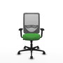 Chaise Zulema Synchro 3 positions tissu Vert Maille Gris Base en nylon noir Accoudoir 2D Sans appui-tête Roulettes 65mm nylon