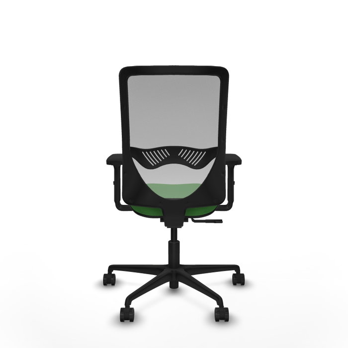 Chaise Zulema Synchro 3 positions tissu Vert Maille Gris Base en nylon noir Accoudoir 2D Sans appui-tête Roulettes 65mm nylon