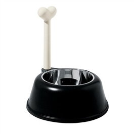 Alessi AMMI02 - Gamelle pour chien 'Lupita' Miriam Mirri en acier inoxydable 18/10 et résine - Noir
