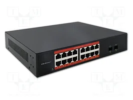 QOLTEC Switch Ethernet 16x RJ45, 2x SFP, Noir