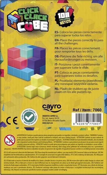 Cayro - Jeu de réflexion cube click clack 7 pièces - Puzzle casse-tête - À partir de 6 ans
