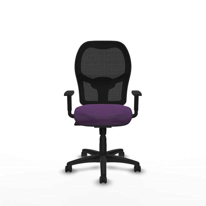 Chaise Alocén Synchro 3 positions tissu Pourpre Maille Noir Structure polyamide noire Accoudoir 1D Sans appui-tête Roulettes pour moquette