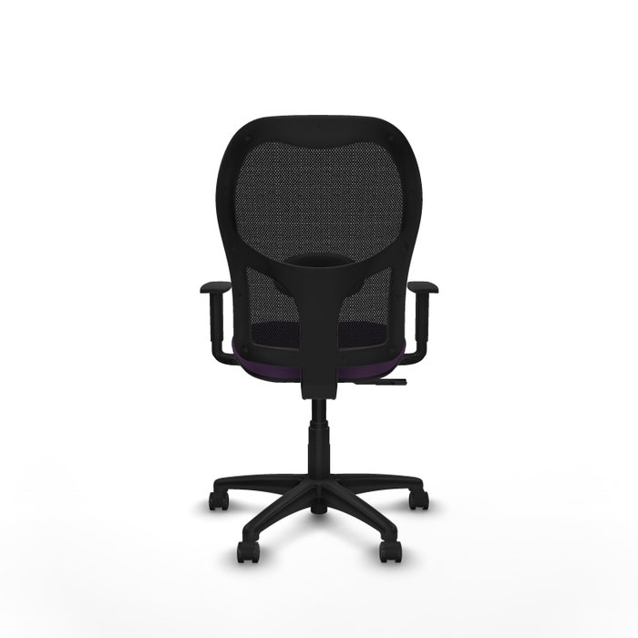 Chaise Alocén Synchro 3 positions tissu Pourpre Maille Noir Structure polyamide noire Accoudoir 1D Sans appui-tête Roulettes pour moquette