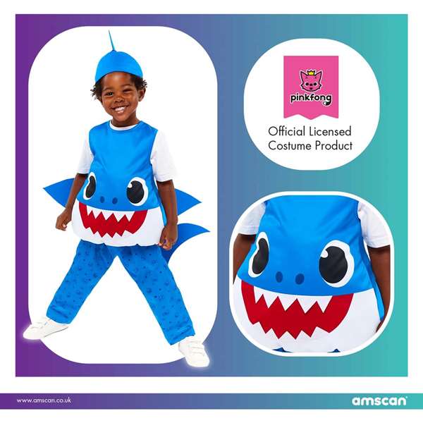 Liragram Déguisement Bébé Papa Shark Bleu Taille 2-3 Ans Liragram Déguisement Bébé Papa Shark Bleu Taille 2-3 Ans