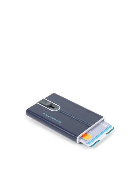 Piquadro Blue Square Portefeuille en cuir Bleu avec pince à billets