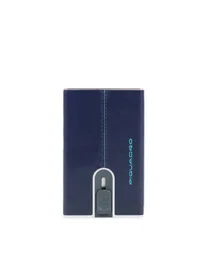 Piquadro Blue Square Portefeuille en cuir bleu avec pince à billets