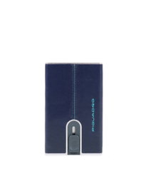 Piquadro Blue Square Portefeuille en cuir bleu avec pince à billets