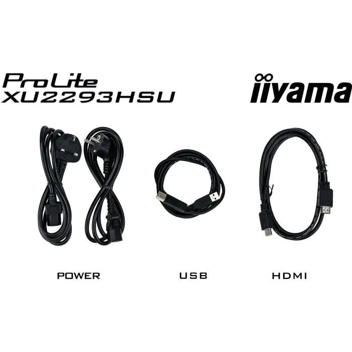 Iiyama XU2293HSU-B7 - Écran PC 21.5" Ultra Mince, Dalle IPS, Full HD 1920x1080, 100 Hz, 1 ms, 300 cd/m2, Haut-parleurs, DisplayPort, HDMI, USB Hub, VESA