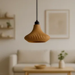 Lampe Suspendue Vita Beige/Fleuron Noir/Câble Noir Design Minimaliste Compatible LED E27