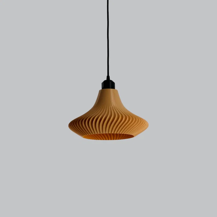 Lampe Suspendue Vita Beige/Fleuron Noir/Câble Noir Design Minimaliste Compatible LED E27