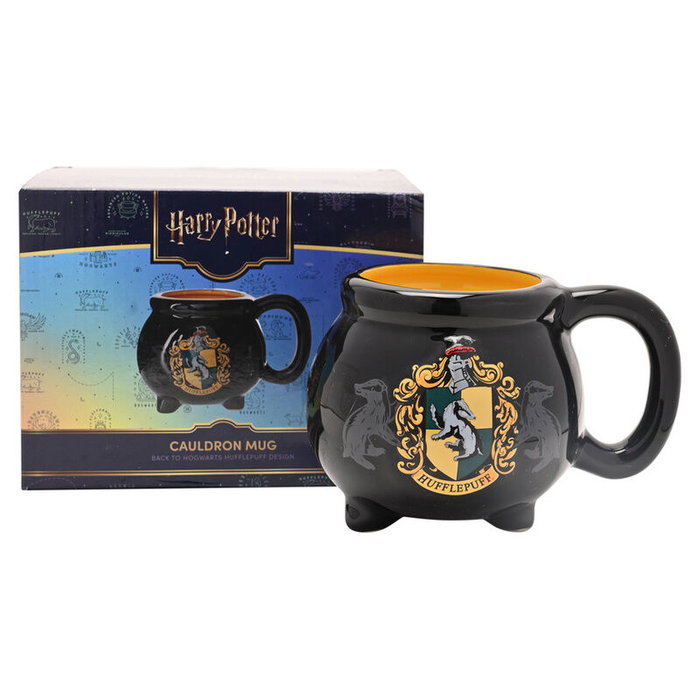 WIDDOP & CO Mug Caldero à café ou thé en céramique - Collection Harry Potter, Maison Hufflepuff (écusson)