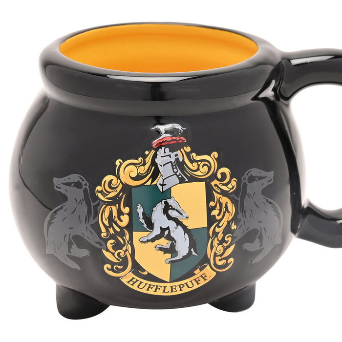 WIDDOP & CO Mug Caldero à café ou thé en céramique - Collection Harry Potter, Maison Hufflepuff (écusson)