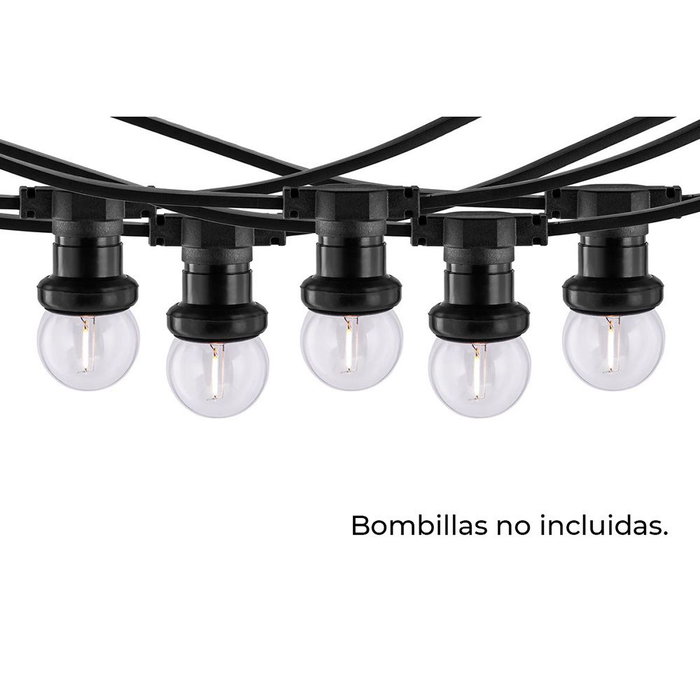 Thorgeon Guirlande 50 douilles E27 IP44 50 m Noir 2000 W 220-240 V Extérieur Thorgeon Guirlande 50 douilles E27 IP44 50 m Noir 2000 W 220-240 V Extérieur