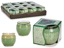 Acorde Bougie Parfumée Gingembre Citron Vert 7,5x6,3x7,5 cm Verre Vert (Set de 12)
